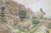 George Samuel Elgood,RI Roses and Pinks,Levens Hall,Westmorland (mk46) painting